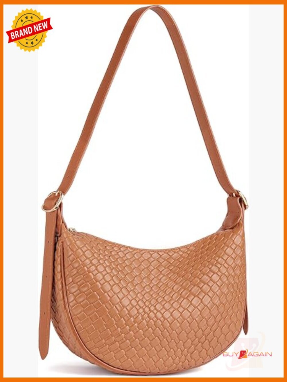 Crescent Crossbody Hobo Bag with Adjustable Strap Vegan Leather